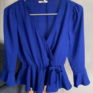Blue wrap top from Francescas (size:XS)